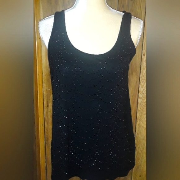 Black Elegant Size Medium Womans Sleeveless Blouse - Picture 1 of 2